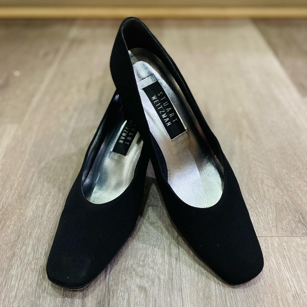 Stuart Weitzman black woven heels